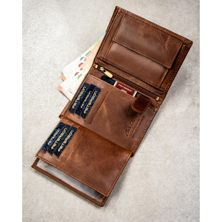 Portofel bărbătesc vertical din piele maro, fără închidere exterioară - Peterson PTR-PTN N4-LWC-0697 COGN [5]