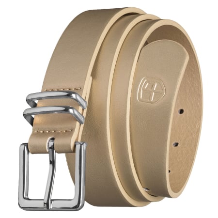  Belts - Curea de damă bej din piele ecologică cu cataramă clasică argintie - Peterson PTR-PTN STU-20S1