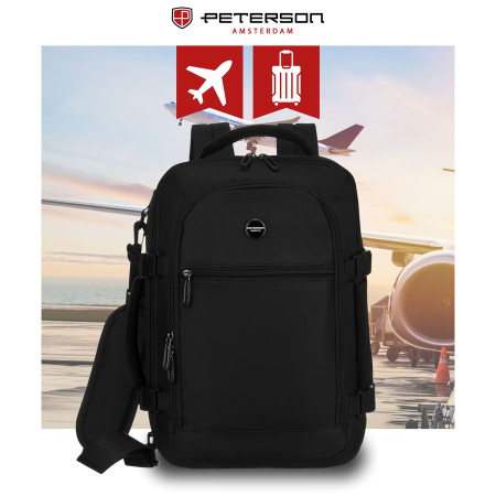 Rucsac de călătorie negru din poliester cu două compartimente, perfect pentru bagajul de mână - Peterson PTR-PTN GAWRON-6-9621 BL [3]