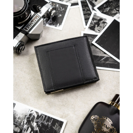 Portofel mare bărbătesc din piele naturală, de culoare neagră, cu sistem RFID - 4U Cavaldi PTR-N992-P-PDM-BL BLACK [3]