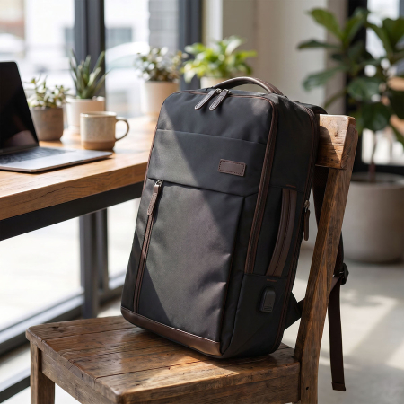 Rucsac de călătorie negru din poliester cu buzunar pentru laptop - Peterson [3]