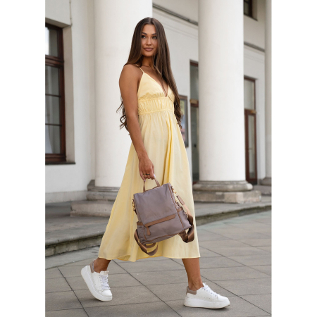 Rucsac urban pentru femei, confecționat din nailon și piele ecologică, de culoare bej PTR-PTN JN-12-0214 BEIGE [2]