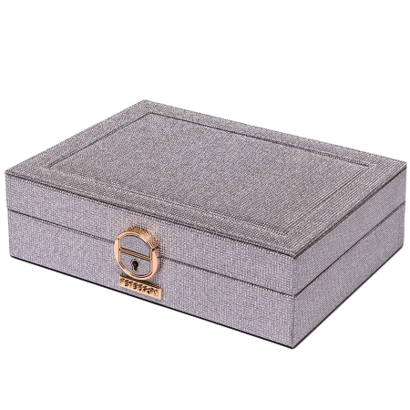 Cutie de bijuterii din argint cu spațiu dedicat pentru ceas, încuiabilă cu cheie și zăvor - Peterson PTR-PTN SZK-13-6001 BL-S [7]