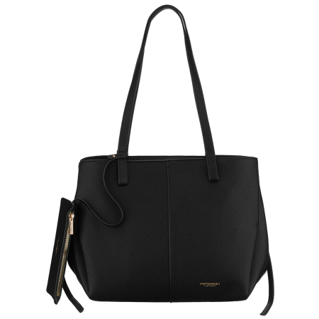 Geantă de damă neagră tip shopper din piele ecologică cu husă practică inclusă - Peterson PTR-PTN TOR-ALE-26 BLACK [1]