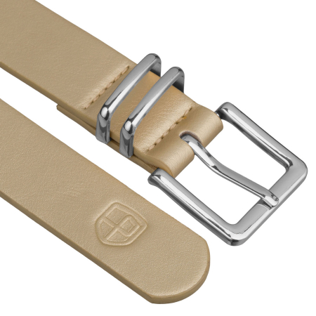 Curea de damă bej din piele ecologică cu cataramă clasică argintie - Peterson PTR-PTN STU-20S1 [3]