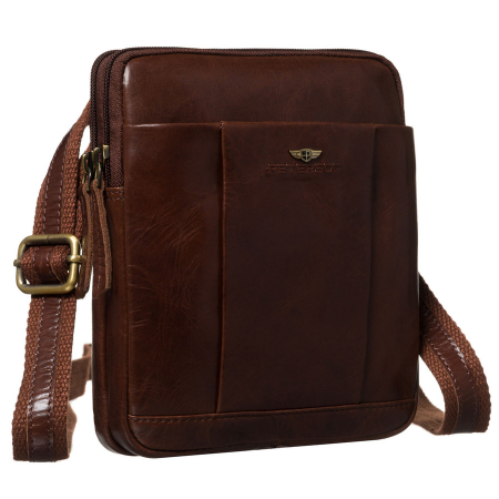  Handbags - Geantă bărbătească maro, cu două compartimente, din piele naturală - Peterson PTR-PTN M22-TUM-0444 BRO
