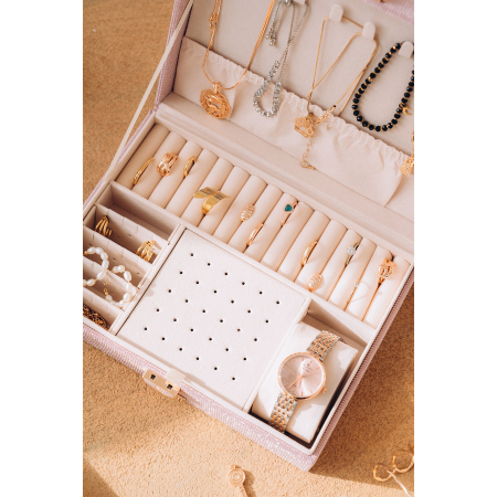 Cutie de bijuterii roz cu spațiu dedicat pentru un ceas - Peterson PTR-PTN SZK-13-5998 ROSE [7]