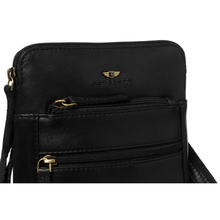 Geantă elegantă de tip messenger pentru bărbați, din piele naturală neagră, cu închidere cu fermoar - Peterson PTR-PTN 1903-TUM-0659 BL [3]