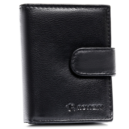 Portofel vertical bărbătesc din piele naturală neagră cu închidere cu capsă - Rovicky PTR-0720L-RVD-0246 BLACK [1]