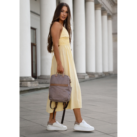 Rucsac de damă bej din nylon cu bretele reglabile și închidere cu fermoar - Peterson PTR-PTN JN-08-0016 BEIGE [5]