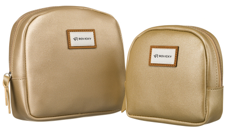 Import - Set doua genti cosmetice dama din piele ecologica - Rovicky PTR-R-261-9381 GOLD