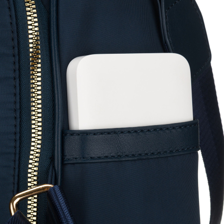 Rucsac de damă din nailon și piele ecologică de culoare bleumarin, cu închidere cu fermoar - Peterson PTR-PTN JN-12-0207 NAVY [13]