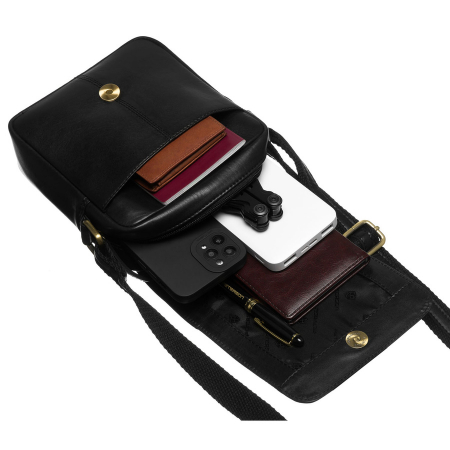 Geantă de umăr bărbătească din piele neagră cu fermoar și clemă magnetică - Peterson PTR-PTN 512-TUM-0550 BLA [8]