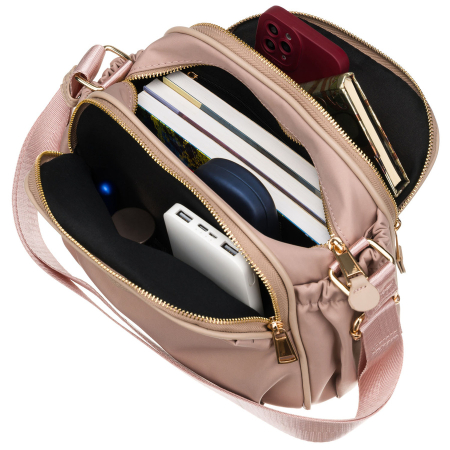 Geantă de damă din nylon roz cu fermoar și clemă magnetică - Peterson PTR-PTN JN-15-0351 PINK [14]