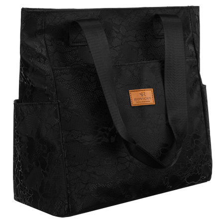  Handbags, Wallets & Cases  - Geantă de damă neagră din poliester cu mânere confortabile și buzunar exterior cu fermoar - Rovicky PTR-R-TZ-01-2370 BLACK W
