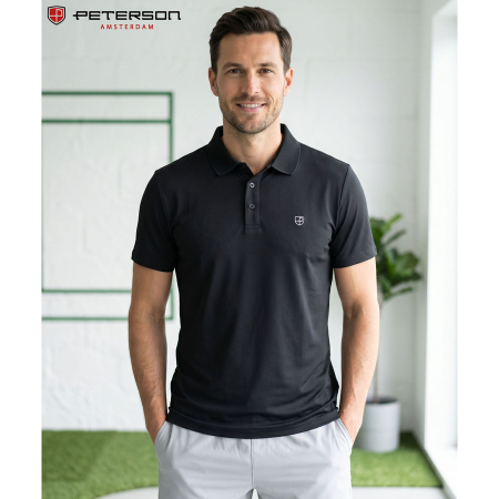 Tricou polo negru bărbătesc, croială regulată, mărimi de la M la XL - Peterson [1]