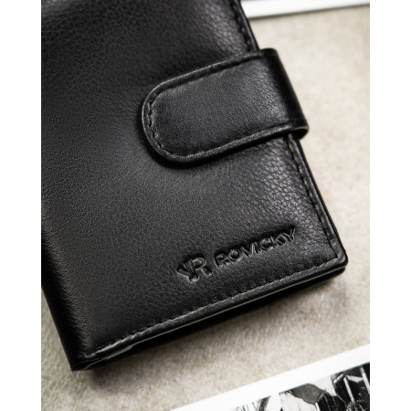 Portofel vertical bărbătesc din piele naturală neagră cu închidere cu capsă - Rovicky PTR-0720L-RVD-0246 BLACK [3]