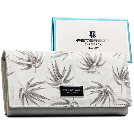 Portofele Dama - Portofel dama din piele naturala Peterson PTR-PTN PX27-1-NPK WHITE