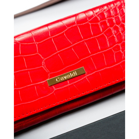 Portofel mare de damă roșu din piele ecologică, model în relief - 4U CAVALDI PTR-CHWJ-05-4788 [2]