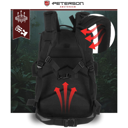 Rucsac militar tactic mare, fabricat din nailon negru - Peterson PTR-PTN BL096-8090 BLACK [9]
