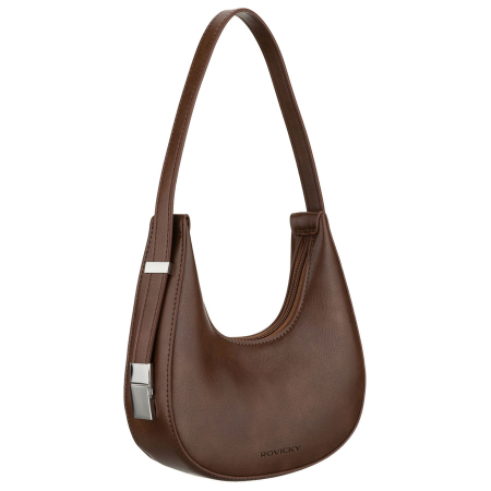  Handbags - Geantă pentru femei din piele ecologică maro cu închidere cu fermoar - Rovicky