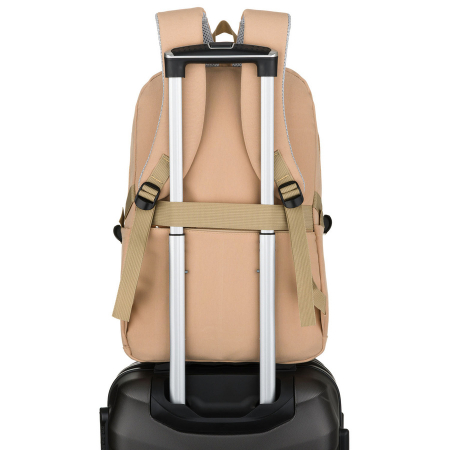 Rucsac școlar bej din poliester cu compartiment pentru laptop și închidere cu fermoar - Peterson PTR-PTN BHX-01-9273 Beig [6]
