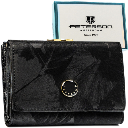 Portofele Dama - Portofel pentru femei din piele naturala Peterson PTR-PTN PS15-09-MLF BLAC