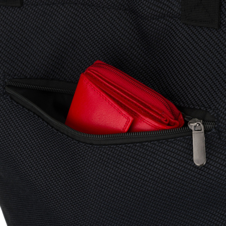 Geantă neagră de damă din poliester cu buzunar exterior - Rovicky PTR-R-TZ15605-ZH BLACK [7]