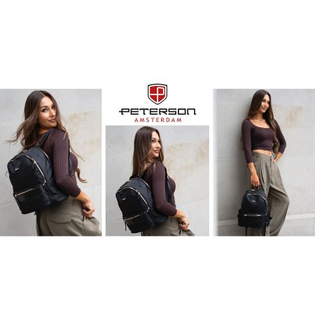 Rucsac urban pentru femei, din poliester negru, cu bretele reglabile - Peterson PTR-PTN JN-11-0146 BLACK [8]