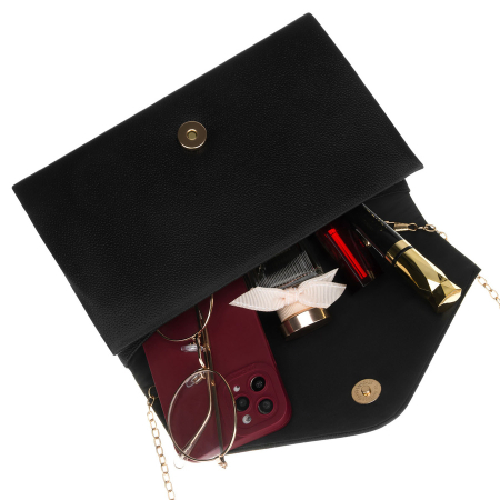 Geantă tip clutch neagră de damă din piele ecologică, cu un singur compartiment - Rovicky PTR-R-XS030-1-0801 BLACK [6]