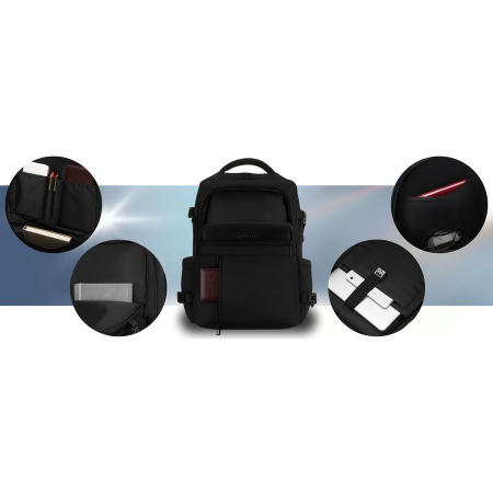 Rucsac de călătorie negru din poliester cu spațiu pentru laptop - Peterson PTR-PTN HY241-6867 BLACK [14]