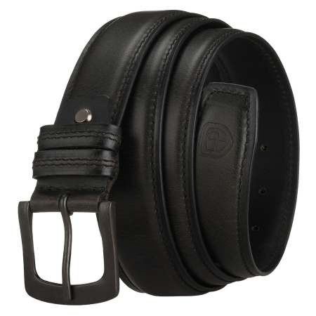  Belts - Curea bărbătească din piele neagră cu cataramă clasică - Peterson PTR-PTN LTP-32