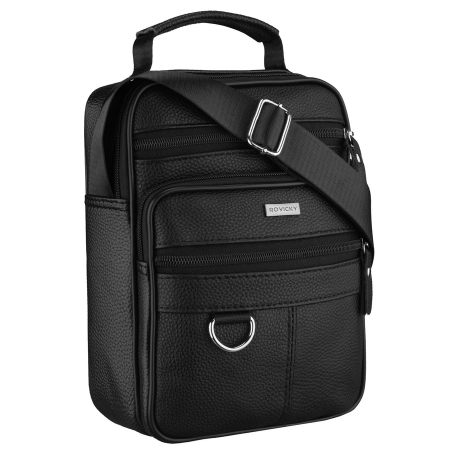 Accesorii Barbati - Geantă bărbătească din piele naturală de culoare neagră - Rovicky PTR-R-ST7-01-7571-BLACK