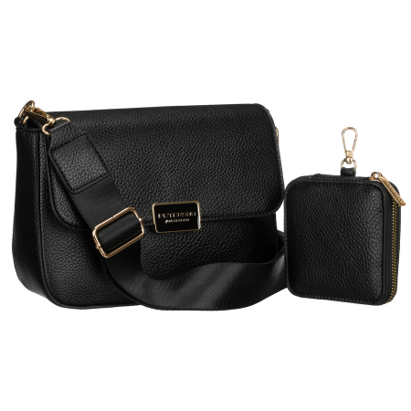 Genti Dama - Geantă de umăr neagră pentru femei din piele ecologică cu husă inclusă - Peterson PTN TOR-ALE-22-5128