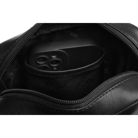 Geantă elegantă de culoare neagră pentru bărbați, din piele naturală, cu buzunar exterior cu fermoar - Peterson PTR-PTN YP002-TUM-0437 B [6]