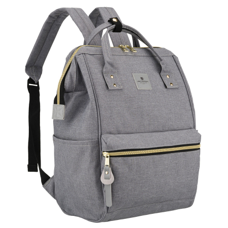 Luggage & Bags  - Rucsac gri pentru femei din poliester cu fermoar sigur - Peterson PTR-PTN ALFA GRAY