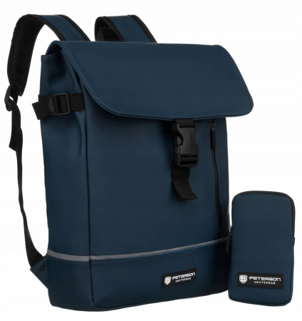 Preferintele clientilor - Genti si Rucsacuri ❤️ - Rucsac solid de oraș din material sintetic cu husă inclusă - Peterson PTR-PTN EB97-6526 NA