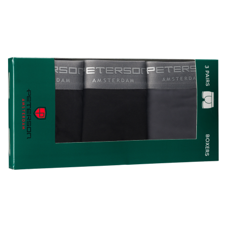 Boxeri bărbătești din bumbac, set de 3 perechi, negru - gri XL - Peterson PTR-PTN MY-3-B01XL-BL-DG [2]