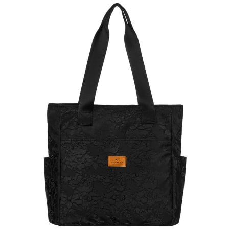 Geantă de damă neagră din poliester cu mânere confortabile și buzunar exterior cu fermoar - Rovicky PTR-R-TZ-01-2370 BLACK W [1]