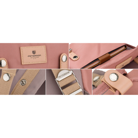 Rucsac de damă roz și gri din poliester și piele ecologică, cu un singur compartiment - Peterson PTR-PTN GAMMA WOODROSE-G [12]