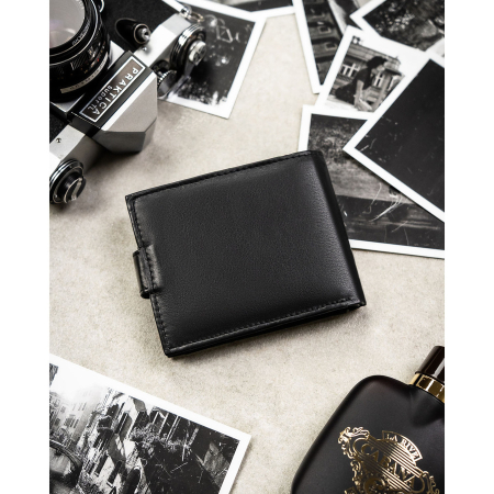 Portofel bărbătesc mare, negru, din piele naturală, cu sistem RFID și închidere cu capsă - Rovicky PTR-0670L-RVD-0222 BLACK [4]