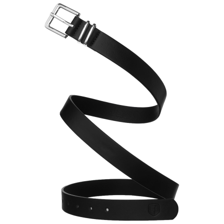 Curea de damă neagră, îngustă, din piele ecologică, cu cataramă argintie - Peterson PTR-PTN STU-17S1 [5]