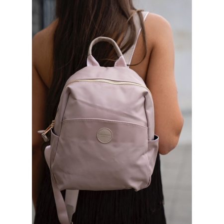 Rucsac mic de damă din nailon și piele ecologică roz - Peterson PTR-PTN JN-17-0436 PINK [2]