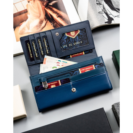 Portofel de damă bleumarin din piele naturală și ecologică - Peterson PTR-PTN PX27-F773 NAVY [5]