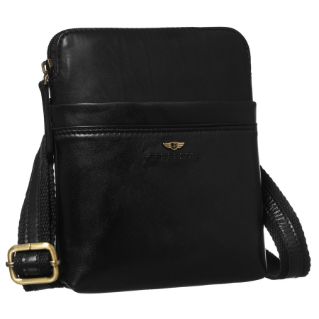  Handbags - Geantă practică bărbătească din piele naturală, de culoare neagră, cu buzunare exterioare - Peterson PTR-PTN 19004-TUM-0598 B