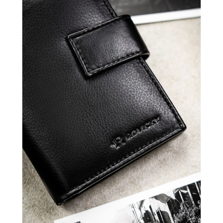 Portofel bărbătesc mare, din piele naturală neagră, cu spațiu pentru certificat de înregistrare și închidere cu capsă - Rovicky PTR-0104L-RVD-0208 BLACK [3]
