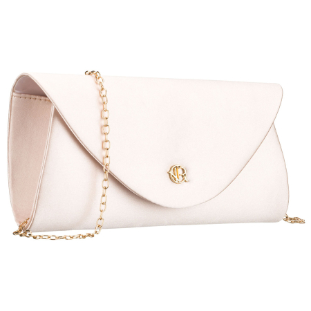Clutch / Posete Plic - Geantă elegantă de damă bej, confecționată din material sintetic și suspendată cu un lanț - Rovicky PTR-R-XS029-3-0788 BEIGE