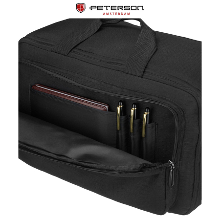 Rucsac de călătorie negru cu închidere cu fermoar, perfect pentru bagajul de mână - Peterson PTR-PTN WRONA-9638 BLACK [22]