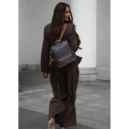 Rucsac gri de damă din nailon și piele ecologică cu curea detașabilă, compartiment unic - Peterson PTR-PTN JN-12-0238 GRAY [1]