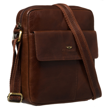  Handbags - Geantă bărbătească maro, din piele naturală, cu închidere cu fermoar - Peterson PTR-PTN 719-TUM-0505 BRO